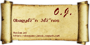 Obagyán János névjegykártya